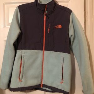 Aqua, gray and orange Northface fleece